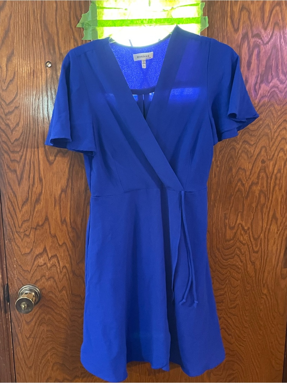 Monteau Cobalt Blue Wrap Mini Dress